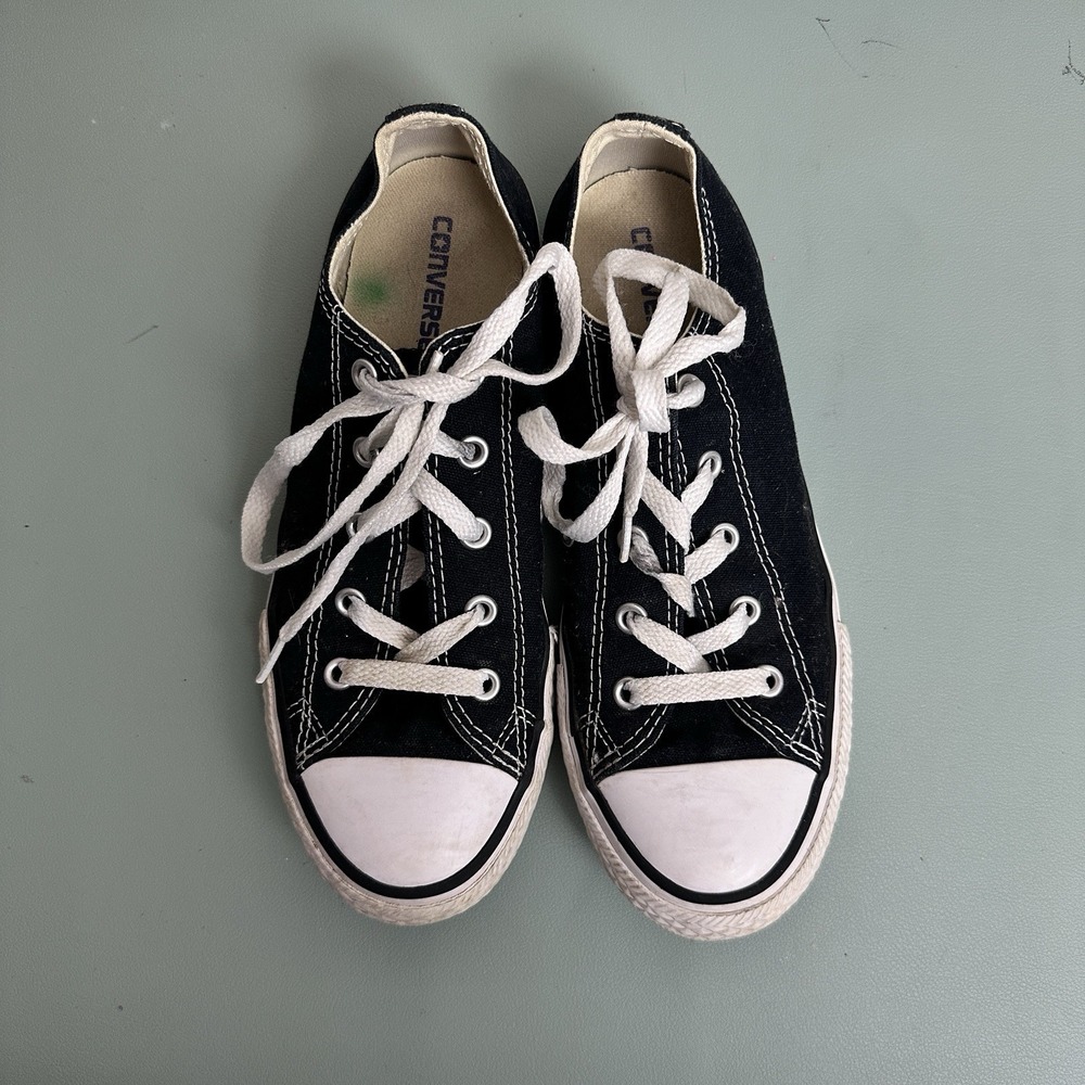 Converse All Star Sneakers Black Low Top Lace Athletic Shoes Youth  Sz 3 - Picture 4 of 7